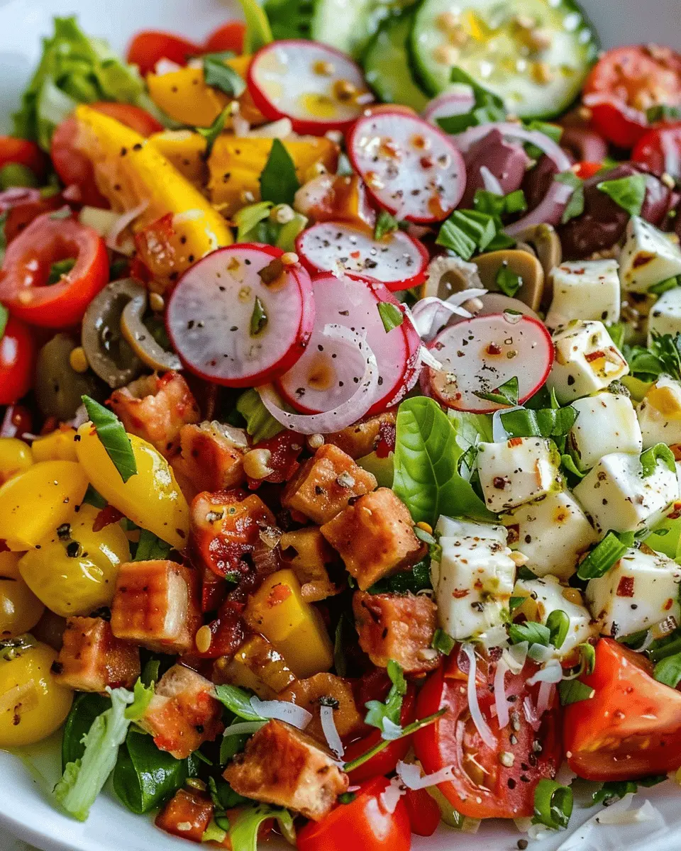 Italian Chopped Salad with Turkey Bacon and Chicken Ham Delight
