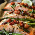 Sun Dried Tomato Lemon Baked Salmon and Asparagus