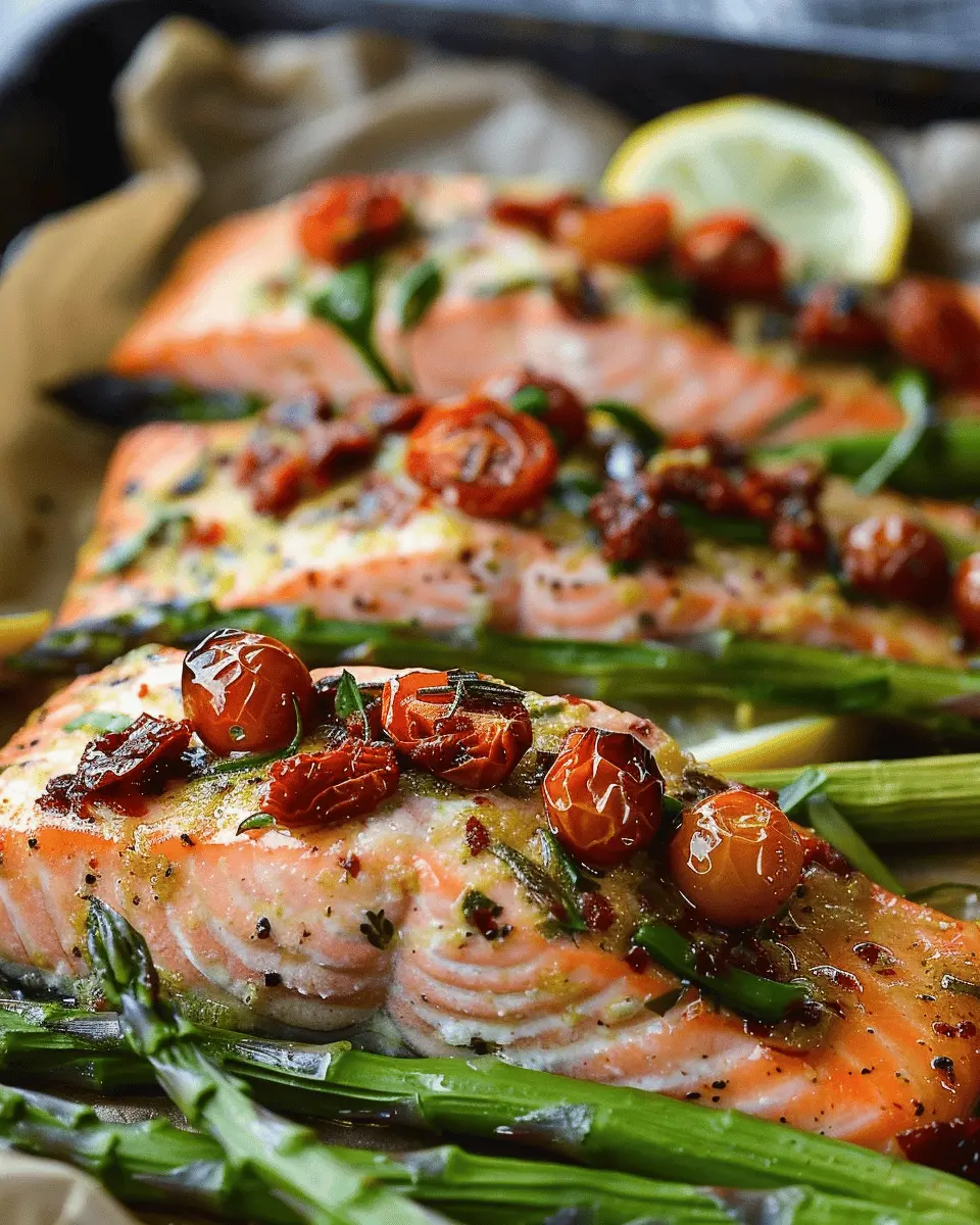 Sun Dried Tomato Lemon Baked Salmon: Easy, Flavorful Dinner with Asparagus
