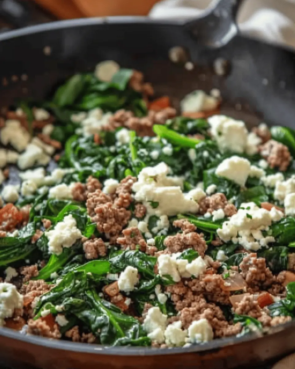 Ground Beef and Spinach Skillet with Feta: Easy and Flavorful Dinner