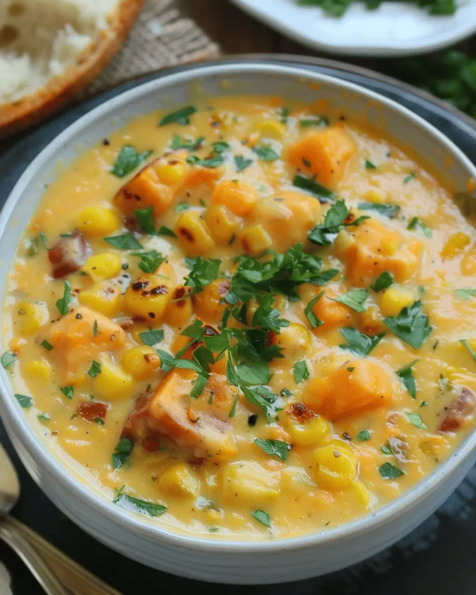 Sweet Potato Corn Chowder: Creamy Comfort with Turkey Bacon