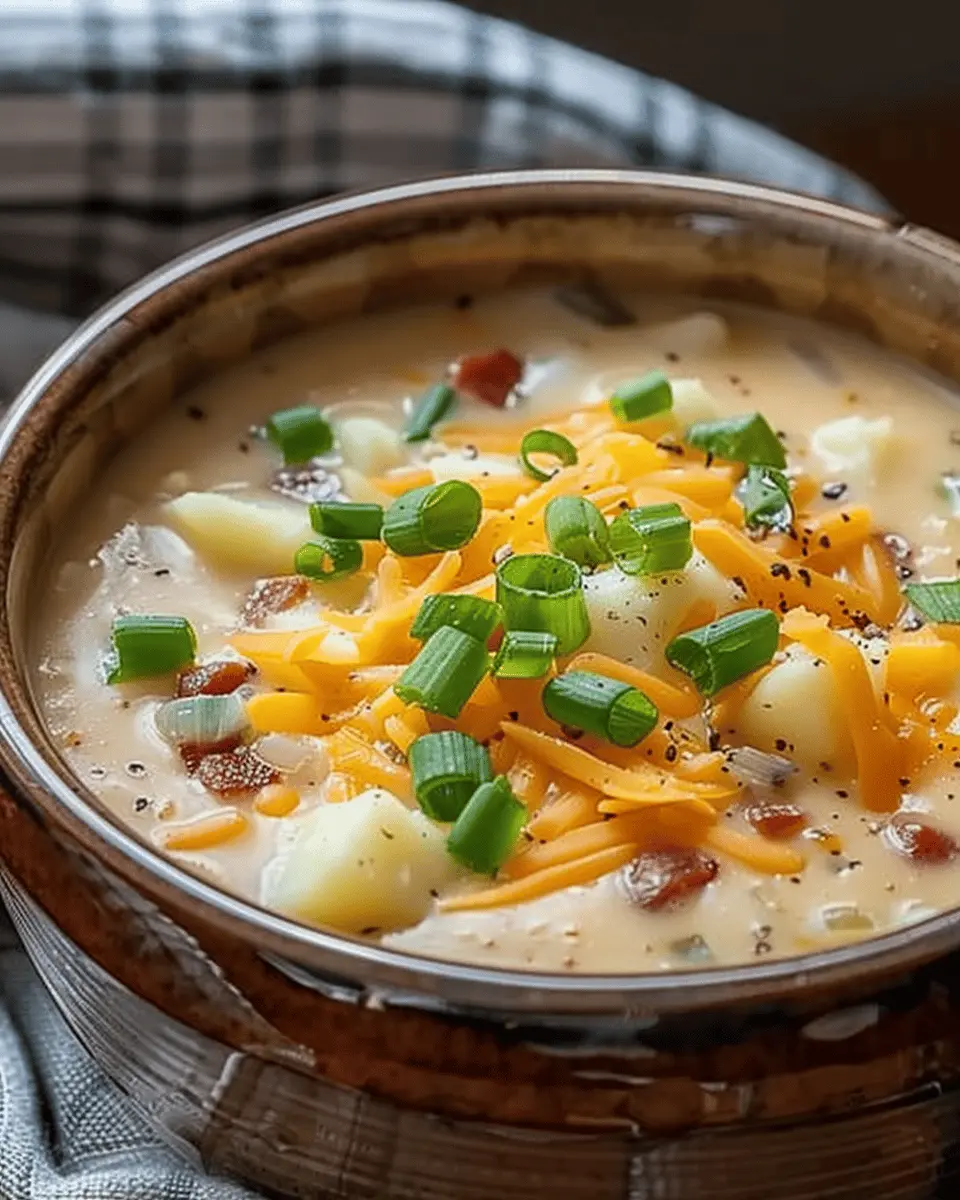 Comforting Loaded Baked Potato Soup with Turkey Bacon Delight