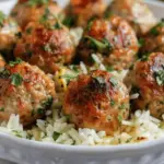 Greek Turkey Meatballs with Lemon Herb Rice