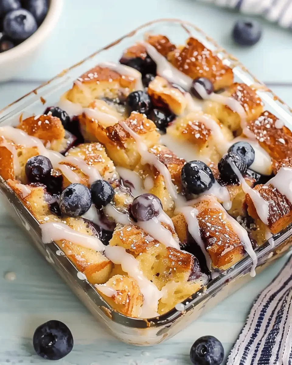 Blueberry French Toast Casserole: Easy Recipe with Vanilla Glaze