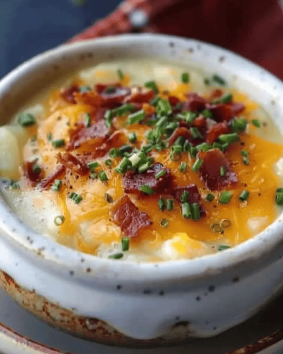 Crockpot Loaded Baked Potato Soup with Turkey Bacon and Chicken Ham