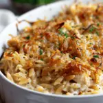 French Onion Chicken Orzo Casserole