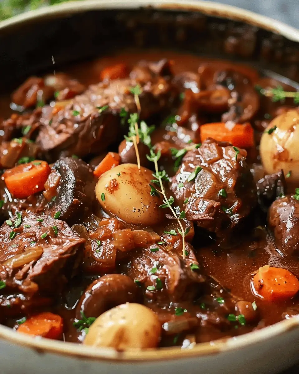 Beef Bourguignon: A Comforting Twist with Turkey Bacon and Veggies