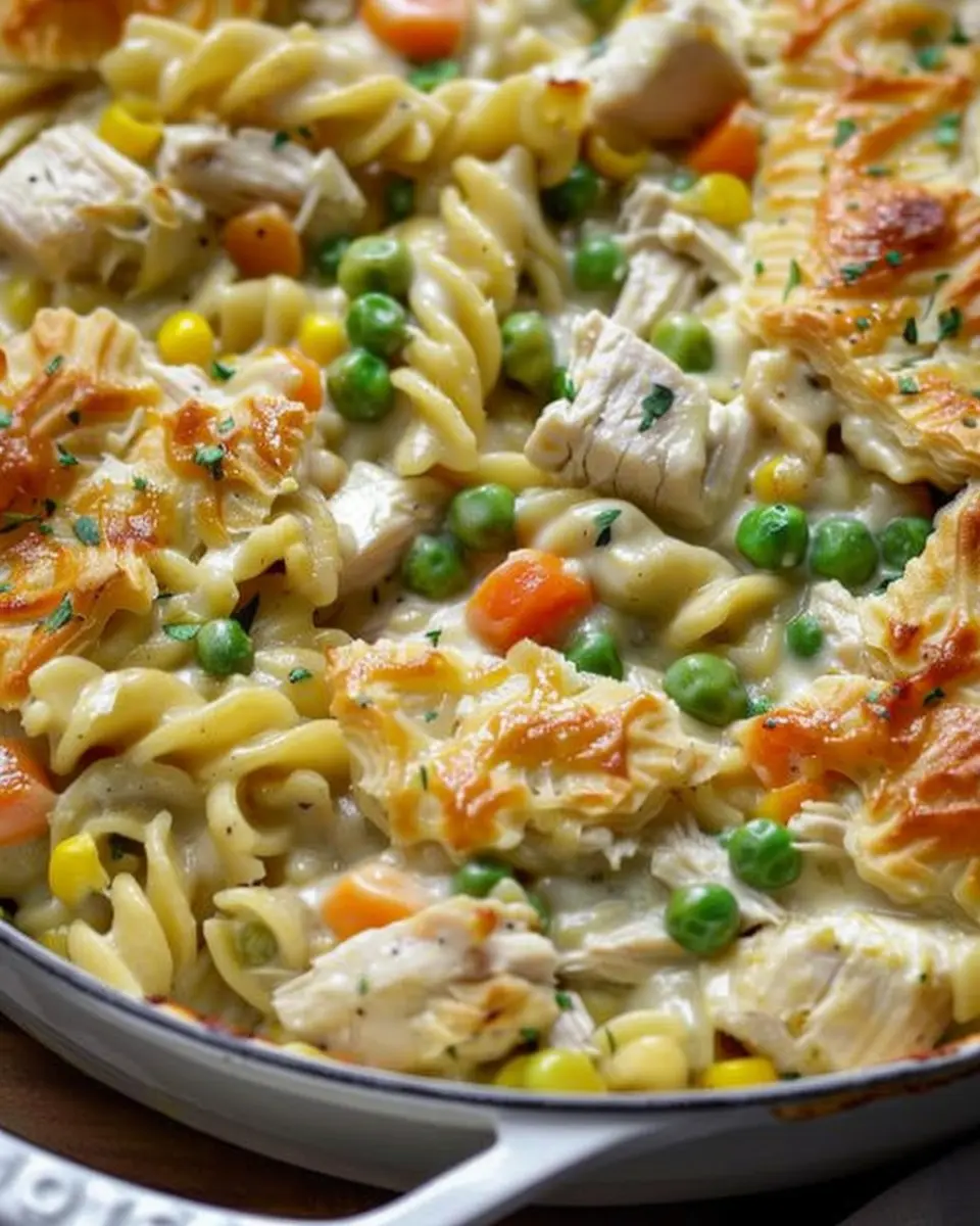 Quick Chicken Pot Pie Pasta: Easy Comfort Food with Turkey Bacon