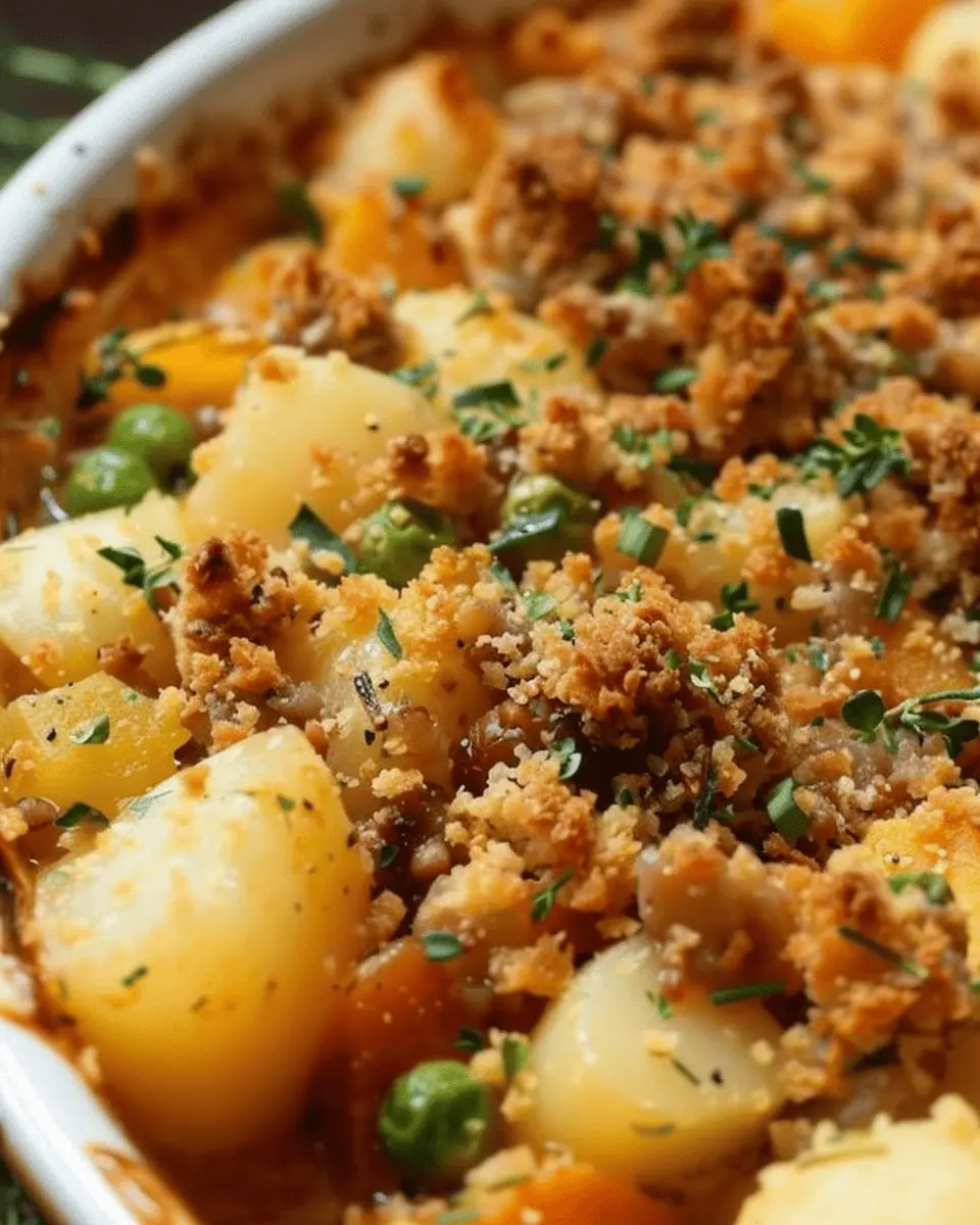 Amish Harvest Casserole: Easy Comfort Food with Turkey Bacon and Chicken Ham