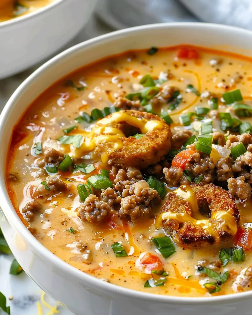 Easy Cheeseburger Soup: Indulgent Comfort Food with Turkey Bacon