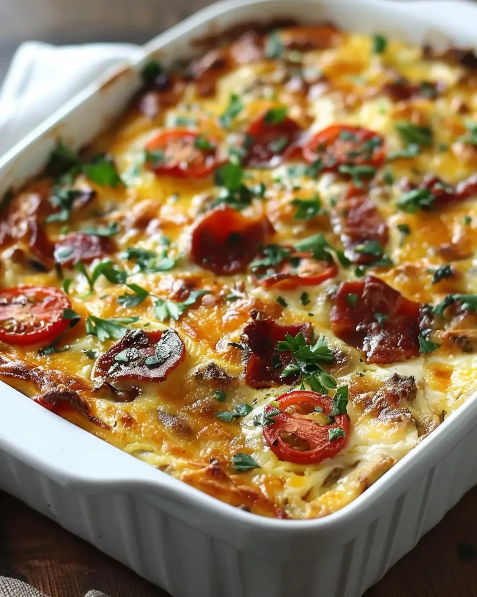 Ina Garten Breakfast Casserole with Turkey Bacon and Chicken Ham