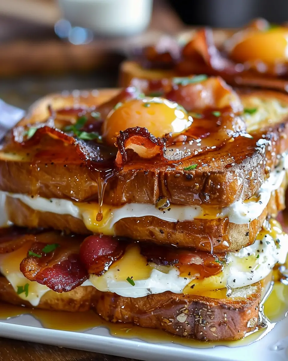 Bourbon Maple Turkey Bacon Stuffed Toast: The Best Comfort Dish
