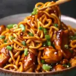Sticky Garlic Chicken Noodles Recipe