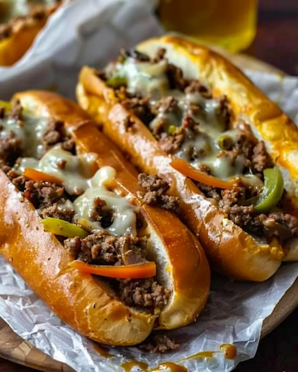 Ground Beef Philly Cheesesteaks with Turkey Bacon Twist