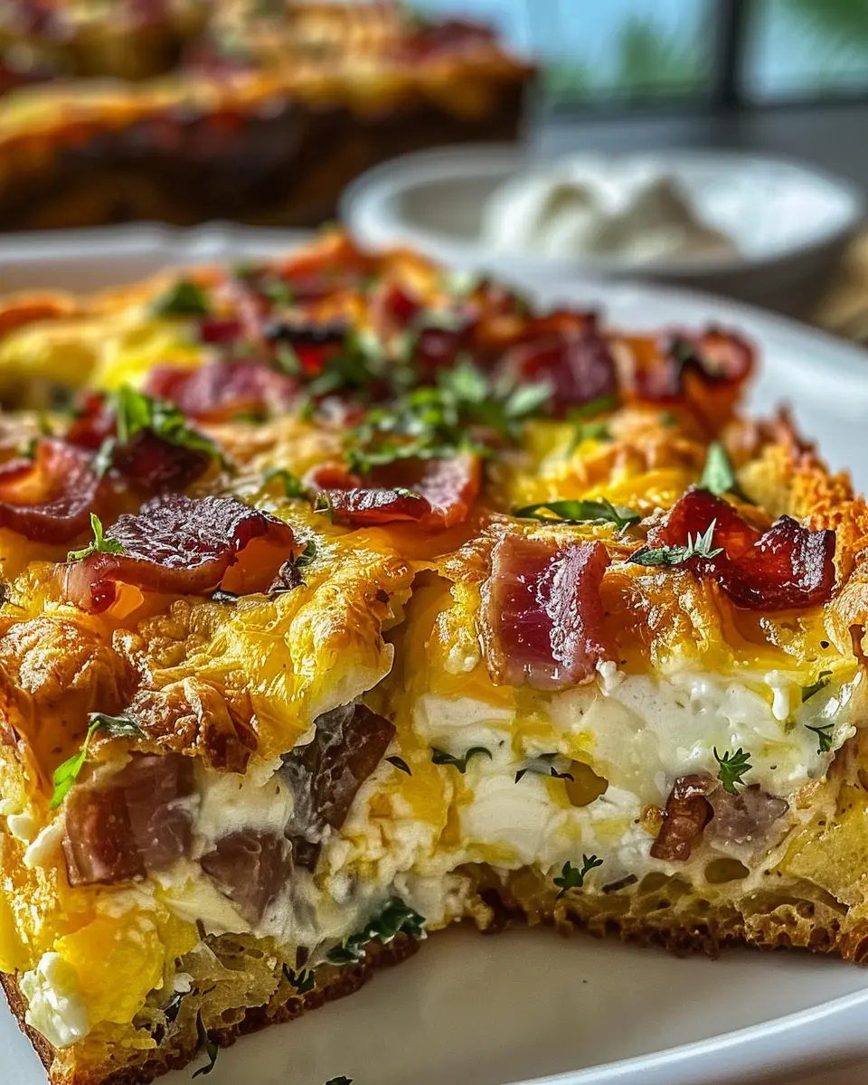 Crack Breakfast Casserole: Easy Turkey Bacon & Chicken Ham Delight