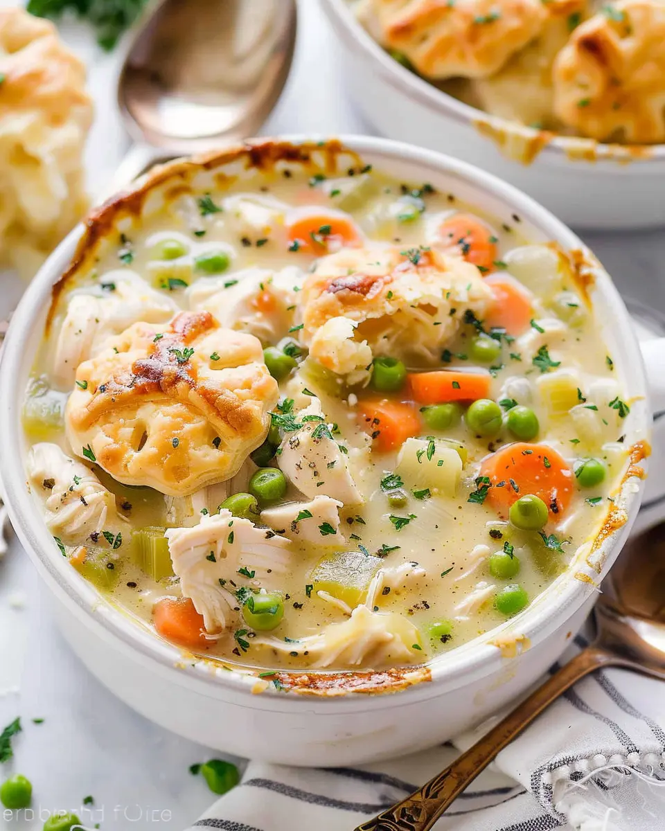 Chicken Pot Pie Soup: Easy Comfort Food with Turkey Bacon and Chicken Ham