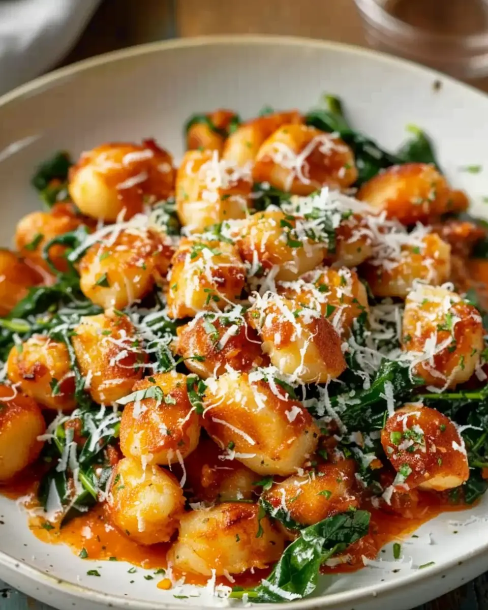 Crispy Gnocchi with Turkey Bacon and Creamy Garlic Sauce