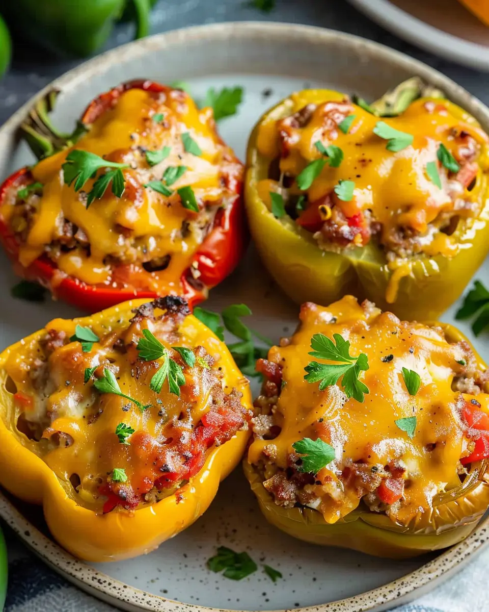 Easy Stuffed Bell Peppers: Healthy Turkey Bacon &amp; Chicken Ham Delight