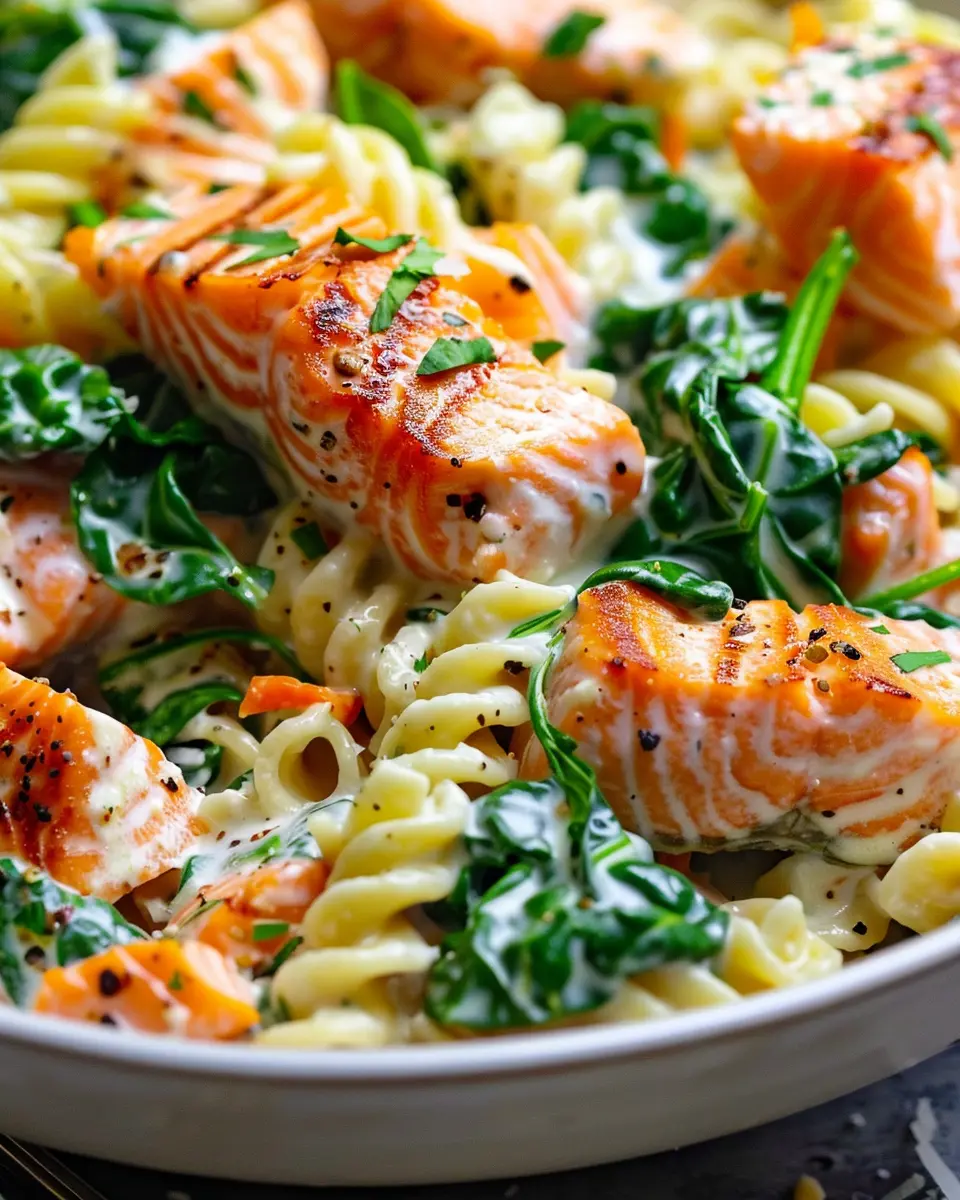 Salmon Spinach Pasta Dish: A Easy and Healthy Weeknight Meal