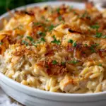 French Onion Chicken Orzo Casserole