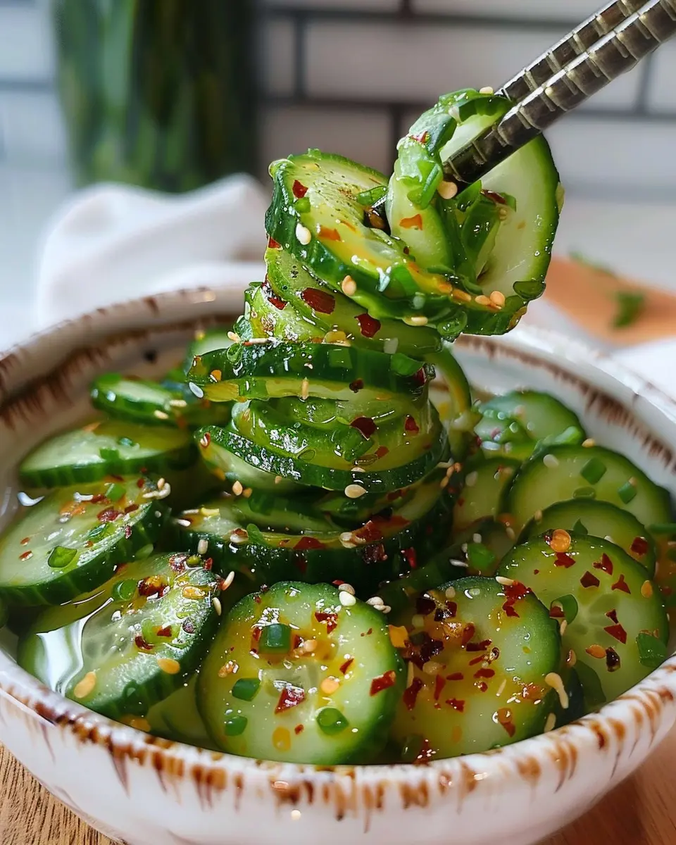 Spiral Cucumber Salad: A Refreshing Twist with Turkey Bacon